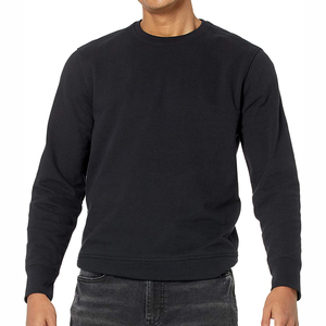 Sudadera de cuello redondo para hombre, color negro, corte regular, color sólido, tejido French Terry, informal, para otoño, ahora disponible para la venta. - Product Image 2