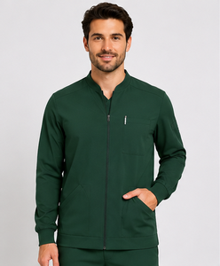 Blouse médicale moderne pour homme avec fermeture éclair, manches longues, uniforme d'hôpital, coupe athlétique, tenue de travail pour médecins et infirmiers, marque privée - Product Image 1