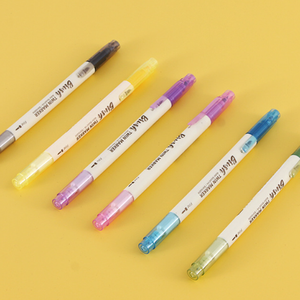 Ensemble de 3 marqueurs à pointe fine personnalisables, fournitures de papeterie, double pointe, couleurs assorties, surligneurs pour étudiants - Product Image 2