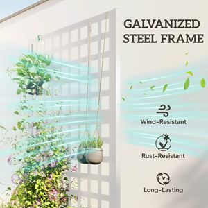 White 35\" X 16\" X 70\" Galvanized Raised Garden Bed <b>Planter</b> Box with Trellis for Climbing Plants & <b>Vegetable</b> Vines - Product Image 4