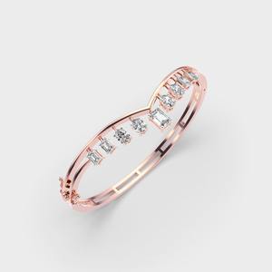 Brazalete Abierto Geométrico con Diamantes Cultivados en Laboratorio de Avina Jewels, Oro Rosa/Amarillo/Blanco de 9 Quilates, Estilo Vintage, Chapado en Rodio, IGI - Product Image 4