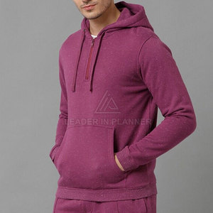 บริการ OEM ขายส่ง เสื้อฮู้ดดี้ผู้ชายผ้าฝ้าย 100% สำหรับฤดูหนาว ซิปครึ่งตัว น้ำหนักเบา สีพื้น คุณภาพสูง แห้งเร็ว ระบายอากาศได้ดี - Product Image 2