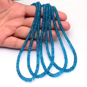 Perles rondes lisses en apatite néon AAA+ de 4 mm à 5 mm, apatite bleue naturelle, pierres semi-précieuses, perles en vrac pour la fabrication de bijoux - Product Image 1
