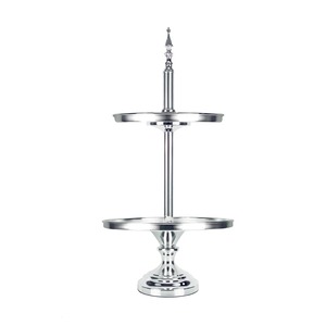 Plateau à gâteau rond en métal avec base décorée de perles pour une présentation élégante des gâteaux - Product Image 6