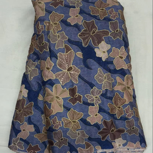 ผ้าชีฟองปักลายหรูหรา ผ้าออกแบบลายชาติพันธุ์สำหรับผู้หญิง ใช้สำหรับงานปาร์ตี้ งานแต่งงาน ผ้าพันคอ ขายส่ง รับผลิตตามแบบ (OEM) ส่งออก ผู้ผลิตจากอินเดีย - Product Image 1