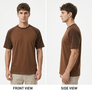 Raglan Sleeved Cotton Tshirt Casual Regular Fit O Neck Breathable Anti-Wrinkle Knitted <b>Shirt</b> Street Wear Boxy Reasonable Prices - Product Image 3