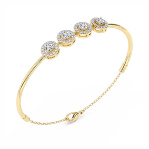 กำไลข้อมือเพชรแล็บเกรดพรีเมียม Galaxy Scattered Sparkle รุ่น Eloise Halo แบบเปิดได้ (1 กะรัต) ทูวี. ทองคำ 18k สำหรับเด็กผู้หญิง - Product Image 4