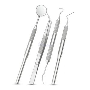 Kit d'instruments d'examen dentaire en acier inoxydable : miroir, sonde, détartreur, explorateur, ensemble d'outils de diagnostic - Product Image 1