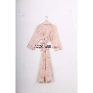 Kimono de Algodón Hecho a Mano con Estampado Floral, Transpirable, Ligero, para Verano e Invierno, Estilo Casual, Largo, para Dormir - Product Image 1