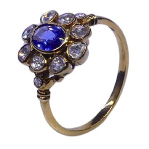 Gemvanity R995 Plaqué Or 14K Luxe Classique Sertissage Canal Diamant Tanzanite Taille Brillant Unisexe Cadeau de Fiançailles et de Mariage - Product Image 1