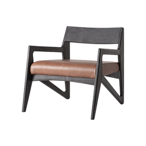 Fauteuil de salon moderne d'intérieur en teck massif, revêtement en cuir PU marron de qualité supérieure, design scandinave, mobilier pour hall d'hôtel - Product Image 1
