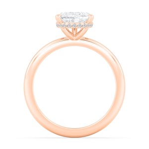 Anillo de compromiso arquitectónico de oro rosa de 10K con diamantes cultivados en laboratorio de 3.11 quilates, corte redondo y corte de pera escalonado, joyería nupcial contemporánea. - Product Image 2