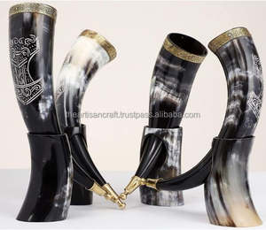 Juego de regalo de cuerno para beber para hombres Juego de cuerno auténtico para juego de cuerno para beber Premium para festivales y Bar en casa de Artisan Craft - Product Image 1