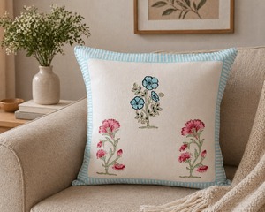 Hand Block Floral Duck Cotton Cushion Cover Decorative <b>Sofa</b> <b>Pillow</b> Cover for Living Room Home Decor - Product Image 3