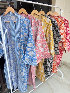 Bata Kimono de Algodón con Estampado Animal, Estilo Japonés, Ropa de Estar por Casa de Verano, Largo Completo, Manga Tres Cuartos, Secado Rápido, Suave - Product Image 6