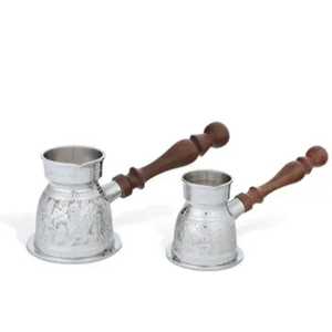 Cafetera Turca de Plata Hecha a Mano, Diseño Hexagonal de Panal, Cezve Ibrik, Calentador de Leche Metálico, Cafetera para Estufa - Product Image 3