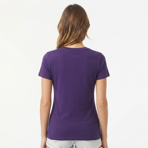 Hawk Eye Women's V-Neck T-<b>Shirt</b> Short Sleeve Solid <b>Purple</b> Casual Breathable 100% Cotton Jersey Fit Regular Spring Summer - Product Image 2