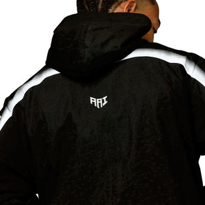 Men's Hooded <b>Black</b> <b>Windbreaker</b> Tracksuit Set Eco-Friendly Quick Dry Nylon Lightweight Training Jacket Pants Custom Sportswear - Product Image 4