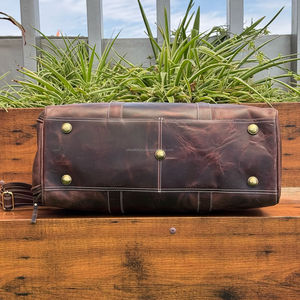 High Quality Full Grain Leather Travel Duffel <b>Bags</b> with <b>Shoe</b> Compartment Distressed Leather Weekender <b>Bags</b> Luggage <b>Bags</b> for Men - Product Image 5