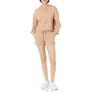 Ensemble deux pièces d'été pour femme, short taille haute en dentelle unie, coton doux, coupe régulière confortable, respirant, tendance pour temps chaud - Product Image 3