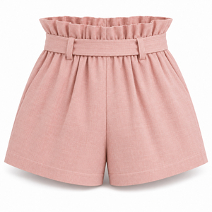Shorts de Mujer con Cintura Tipo Paperbag y Cinturón Ajustable, Corte Holgado, Cintura Elástica, Ligeros, Ropa Casual de Verano - Product Image 2