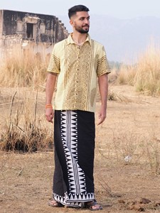 Men Hand Block Printed Cotton Short Sleeve <b>Shirt</b> Men’s Casual Summer Wear Sustainable Artisanal Festive Outfit Top - Product Image 1