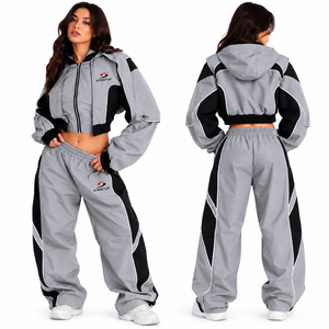 Vestes coupe-vent tendance en polyester/nylon pour hommes, vente en gros de vestes coupe-vent légères, fournisseur d'ensembles de survêtements en polyester Y2K - Product Image 2