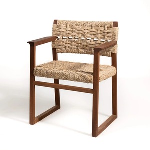 เก้าอี้ไม้สักสไตล์มินิมอลพร้อมหวายสานด้วยมือ เก้าอี้ทานข้าวไม้เนื้อแข็งสำหรับตกแต่งภายในสไตล์โมเดิร์น เหมาะสำหรับร้านกาแฟและร้านอาหาร - Product Image 3