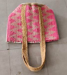 Sac fourre-tout en jute et coton tressé fait main, réutilisable, écologique, pour la plage et les courses, avec option de logo personnalisé pour femmes - Product Image 4