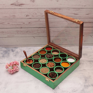 Eco Friendly <b>Wooden</b> Spice <b>Box</b> With Multiple Sections For Sustainable Kitchen Storage At Budget Friendly Cost From India - Product Image 2