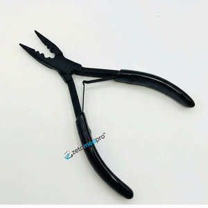 Pince multifonctionnelle en acier inoxydable noir mat à 3 trous pour extensions capillaires, micro et nano perles, réutilisable, vente en gros - Product Image 1