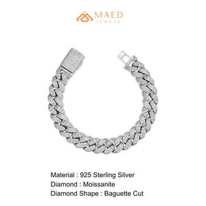 925 Sterling <b>Silver</b> Rose Gold Plated Gold Moissanite Hip Hop Floral Link Bracelet Women <b>Men</b> Elegant Gift Fine Jewelry New York - Product Image 6
