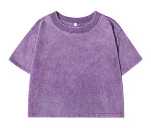T-shirts d'été pour femmes de haute qualité, style délavé à l'acide, en tissu tricoté, avec logo personnalisé, coupe courte - Product Image 4