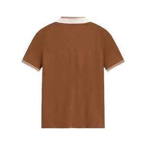 Chemise décontractée pour homme en coton tricoté 100% à manches courtes, col contrastant, fermeture éclair, anti-plis, vente en gros, OEM, meilleure vente - Product Image 5