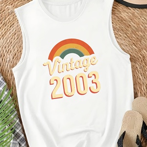 <b>Rainbow</b> Vintage 2003 Women's Casual Knitted Tank <b>Tops</b> with Front Logo - Product Image 2