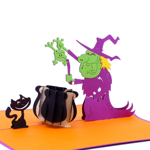 Tarjeta Pop-Up 3D de Bruja de Halloween Personalizada, Caldero de Gato Negro, Tarjeta de Felicitación Hecha a Mano al por Mayor, Fabricante OEM/ODM de Artesanía en Papel - Product Image 3