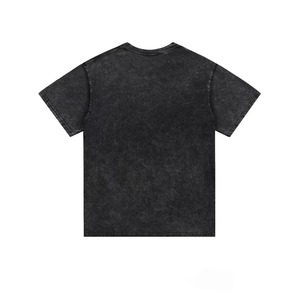 Camiseta de algodón de punto de manga corta con cuello redondo para hombre, color liso, estilo casual, lavado, oversize, streetwear, peso pesado 300g - Product Image 2