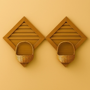 Handmade Bamboo & Wooden Art Deco Woven Wall <b>Shelf</b> Storage Organizer for Kitchen Home Decor - Product Image 1