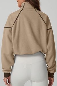 Sudadera de Mujer Ecológica con Bloques de Color, de Felpa Sherpa, con Cierre de Cremallera de un Cuarto, Manga Larga, Cálida para Otoño, con Bolsillo Delantero - Product Image 6