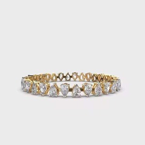 925 Sterling <b>Silver</b> Pear Cut Diamond Trendy Tennis <b>Bracelet</b> Women's Gift Wedding Engagement Party Wear - Product Image 1