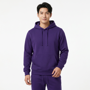 ชุดเซ็ตเสื้อฮู้ดและกางเกงจ็อกเกอร์สีม่วงแบบยูนิเซ็กซ์ ผ้าฝ้าย 100% สีพื้น ชุดลำลองแขนยาว มีเชือกผูก เหมาะสำหรับใส่ในฤดูใบไม้ร่วง - Product Image 3