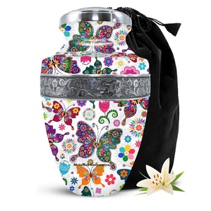Urnes funéraires de haute qualité, artisanales, multicolores, en forme de papillons, fournitures funéraires, récipient métallique pour cendres funéraires, pot pour urnes adultes - Product Image 5