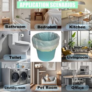 ถังขยะ PE แบบมีเชือกรูด ไม่ขาดง่าย พร้อมถุงขยะแบบใช้แล้วทิ้งที่สามารถนำไปรีไซเคิลได้ สำหรับใช้ในบ้านและสำนักงาน พิมพ์ลายได้ตามต้องการ - Product Image 3