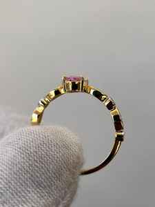 แหวนพลอยแซฟไฟร์สีชมพูธรรมชาติ แหวนเงินแท้ 925 ชุบทอง 14K สำหรับงานหมั้นและงานแต่งงาน - Product Image 3