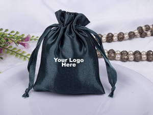 Bolsas de Regalo de Lujo en Color Gris Oscuro, Ligeras, de Satén, con Cordón, para Guardar Joyas, Collares, Anillos y Aretes - Product Image 6