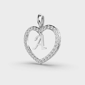 Colgante de Diamante con Inicial Personalizada en Forma de Corazón en Oro Amarillo / Blanco / Rosa de 14K - Product Image 3