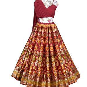 Último diseñador Banarasi Silk Zari Weaving Work Saree Algodón de alta calidad Lehenga Choli para fiestas de adultos Fab Zone Indian - Product Image 1