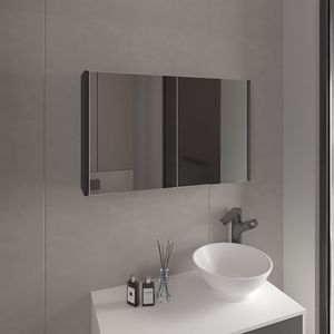 Bouti 19.7\" H X 31.5\" W Double Door Mirror Medicine Cabinet Black <b>Kitchen</b> <b>Storage</b> Three Interior Shelves for Bathroom <b>Kitchen</b> - Product Image 1
