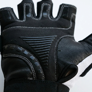 Gants de fitness demi-doigts en maille pour musculation, unisexe, noir et gris, avec coutures, fermeture à enfiler - Product Image 5