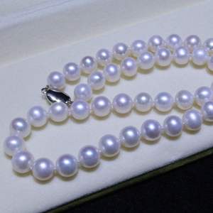 Collar de Perlas de Agua Dulce de 9-10 mm, Simple y Elegante, con Cadena Brillante, para Mamá, Perlas Naturales - Product Image 4